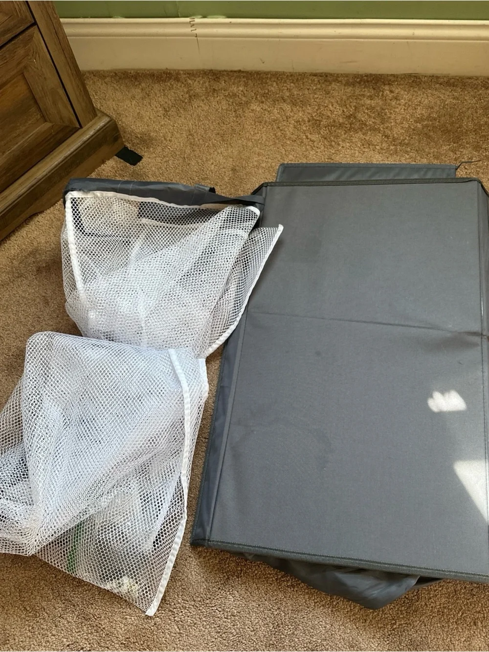 Double Laundry Hamper Collapsible Mesh Bag Closet Space Storage